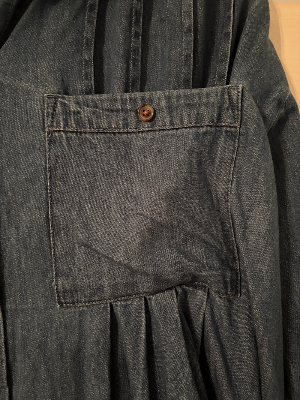 LOFT Washed Denim Button-Up Tunic Dress - Blue - Picture 5 of 6